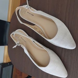 VERY GOOD CONDITION- TIME &TRU Beige Suede-like Slingback Flats